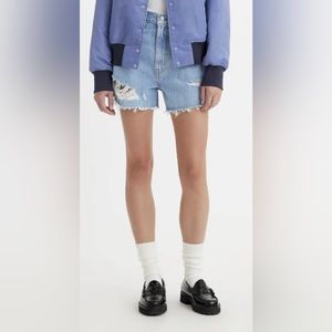 Levi's® Women's High-Rise Mom Jean Shorts Let It Be Fun Distress Blue Size 27